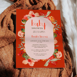 Boho herfst terracotta bloemenschrift baby shower kaart
