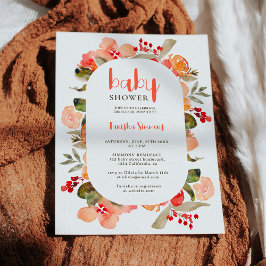 Boho herfst terracotta bloemenschrift baby shower kaart