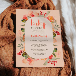 Boho herfst terracotta bloemenschrift baby shower kaart
