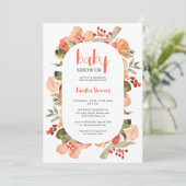Boho herfst terracotta bloemenschrift baby shower kaart (Staand voorkant)