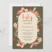 Boho herfst terracotta bloemenschrift baby shower kaart (Voorkant)