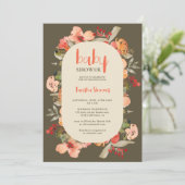 Boho herfst terracotta bloemenschrift baby shower kaart (Staand voorkant)