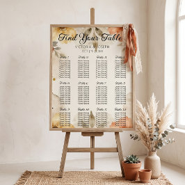 Boho-herfst Terracotta Bloemige Waterverf Bruiloft Poster