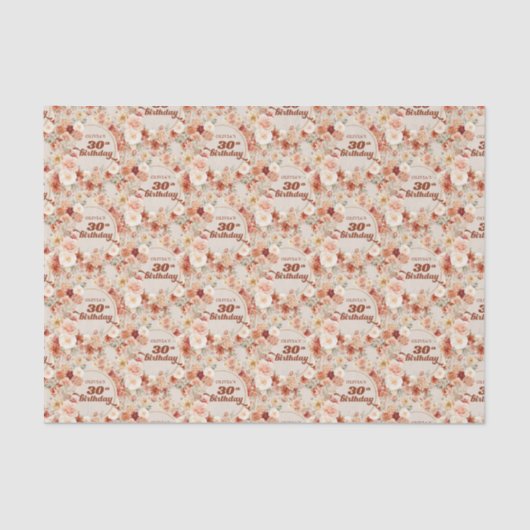 Boho herfst terracotta blush bordeaux 30ste verjaa tissuepapier (Voorkant)