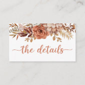 Boho Herfst Terracotta bruiloft details Informatiekaartje (Voorkant)