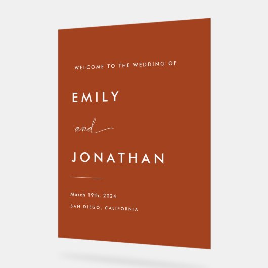 Boho Herfst Terracotta bruiloft Welkom Acryl Bord (Hoek)