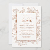 Boho Herfst Terracotta Floral Line Art Vrijgezelle Kaart (Voorkant)