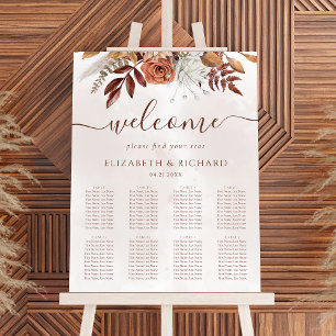 Boho Herfst Terracotta Flowers Wedding Seding Char Poster