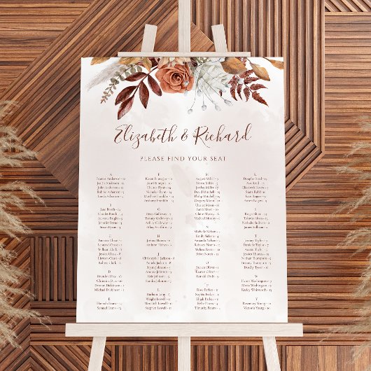 Boho Herfst Terracotta Flowers Wedding Seding Char Poster