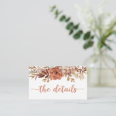 Boho Herfst Terracotta Trouwdetails Informatiekaartje (Staand voorkant)