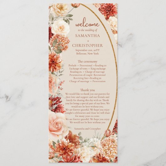 Boho herfst tuin specerijen sinaasappel beige prog programmakaart (Voorkant)