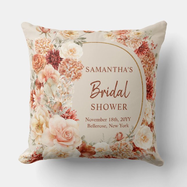 Boho herfst tuin specerijen sinaasappel beige roes kussen (Voorkant)