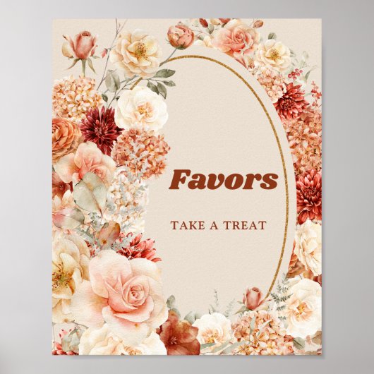 Boho herfst tuin specerijen sinaasappel beige roes poster (Voorkant)