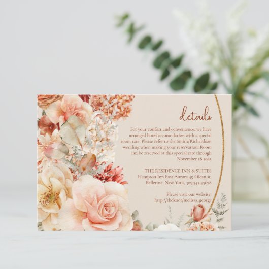 Boho herfst tuin specerijen sinaasappel blush deta informatiekaartje (Staand voorkant)