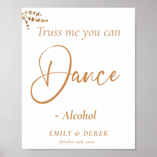 Boho Herfst Verbrande Sinaasappel bruiloft Bar Tek Poster (Voorkant)