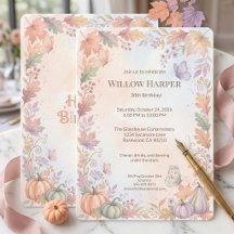 Boho Herfst Verjaardagsuitnodiging