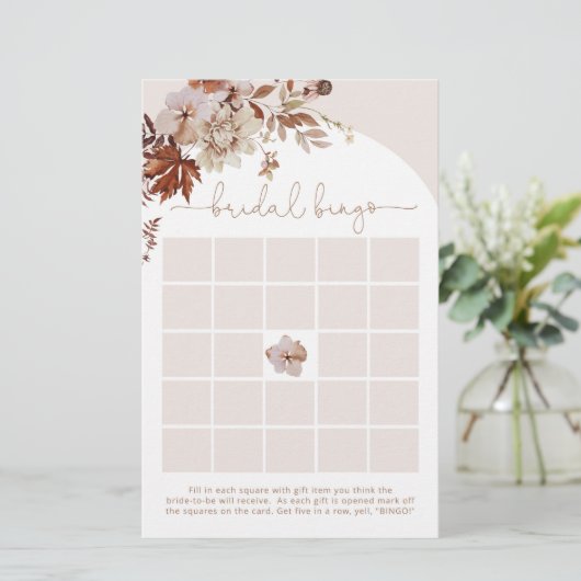 Boho herfst vrijgezellenfeest bingo game (Staand voorkant)