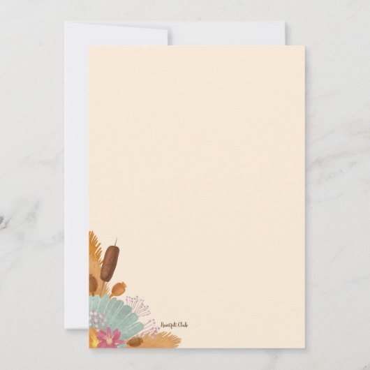 Boho Herfst Vrijgezellenfeest Kaart (Achterkant)