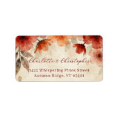 Boho herfst waterverf bloem terracotta bruiloft etiket (Voorkant)