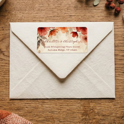 Boho herfst waterverf bloem terracotta bruiloft etiket