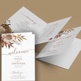 Boho herfst waterverf bloementerracotta bruiloft programma