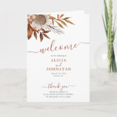 Boho herfst waterverf bloementerracotta bruiloft programma (Voorkant)