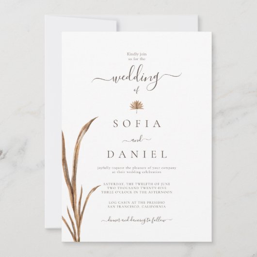  Boho Herfst Waterverf bruiloft Kaart (Voorkant)