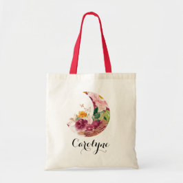 Boho Herfst Waterverf Maan en Bloemen Bruidsmeisje Tote Bag