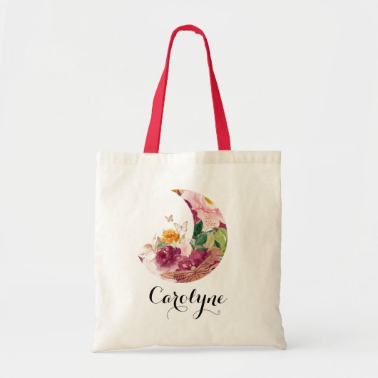 Boho-herfst waterverfmaan en bloemen bruidsmeisje tote bag (Voorkant)