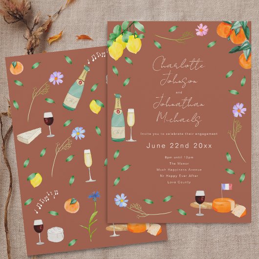 Boho Herfst Wijn & Kaas Verlovingspartij Kaart