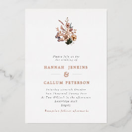 Boho Herfst Wild Flowers Bruiloft Roos Folie Uitnodiging