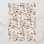 Boho Herfst Wild Flowers Bruiloft Roos Folie Uitnodiging (Achterkant)