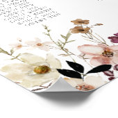 Boho Herfst Wild Flowers Bruiloft Zitschema Poster (Hoek)