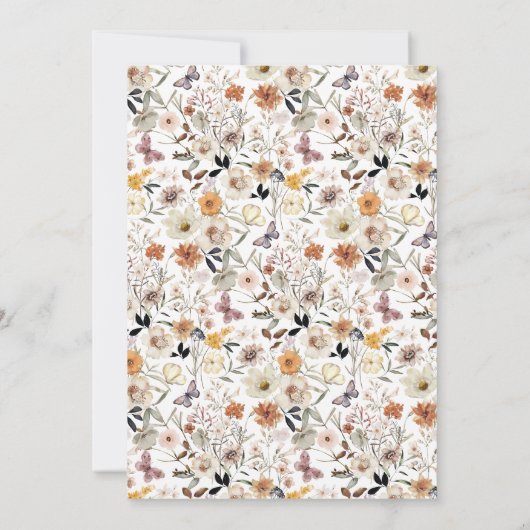 Boho Herfst Wild Flowers Wedding Kaart (Achterkant)