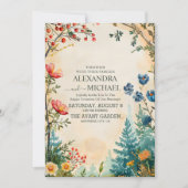 Boho-herfst-wildbloem-botanische bruiloft kaart (Voorkant)