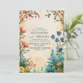 Boho-herfst-wildbloem-botanische bruiloft kaart (Staand voorkant)