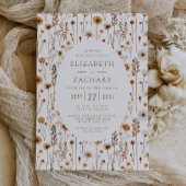 Boho herfst Wildbloem Patroon Bruin Beige Bruiloft Kaart