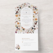 Boho Herfst Wildbloemen Bruiloft All In One Uitnodiging (Binnen)