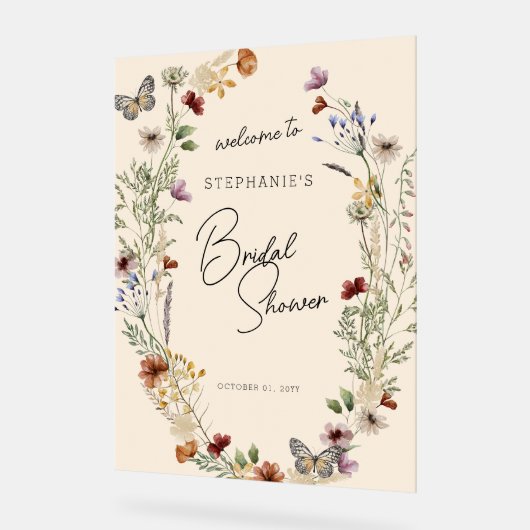 Boho Herfst Wildbloemen Bruiloft Welkom Acryl Bord (Hoek)