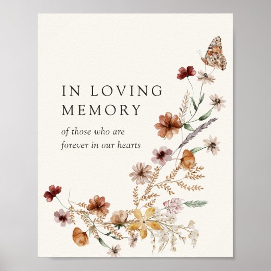 Boho-herfst-wildbloemen-huwelijk 'In Loving Memory Poster (Voorkant)