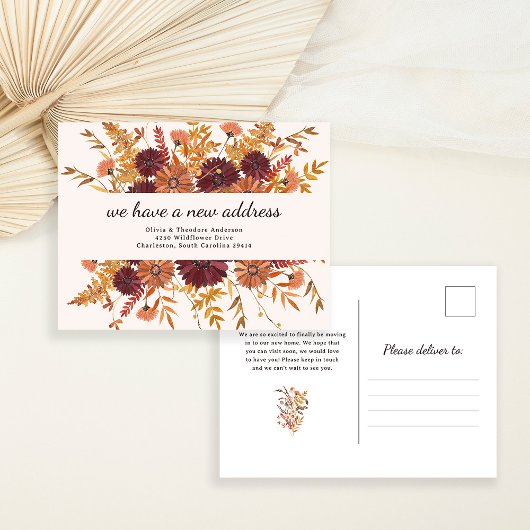 Boho herfst Wildbloemen | Verhuisaankondiging Aankondigingskaart