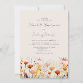 Boho Herfst Wildbloemen Waterverf Bloemen Bruiloft Kaart (Voorkant)