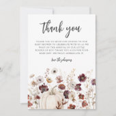 Boho Herfst Wilde Bloem Baby Shower Bedankkaart (Voorkant)