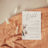 Boho Herfst Wilde Bloem | Beige Details Informatiekaartje