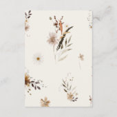 Boho Herfst Wilde Bloem | Beige Details Informatiekaartje (Achterkant)
