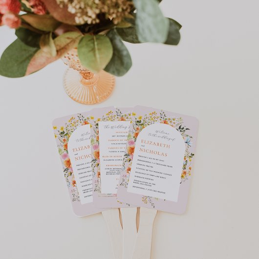 Boho Herfst Wilde Bloem |  Bloemige Trouwprogramma Handwaaier