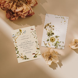 Boho Herfst Wilde Bloem | Botanische Bruiloftsborr Kaart