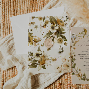 Boho Herfst Wilde Bloem   Botanische Geperste Bloe Vellum Uitnodigingen