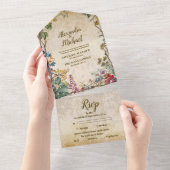 Boho Herfst Wilde Bloem Botanische Trouw All In One Uitnodiging (Afscheurbaar)