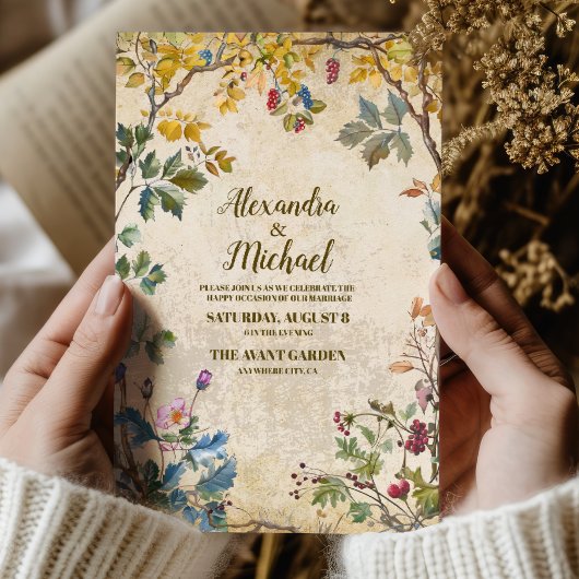 Boho Herfst Wilde Bloem Botanische Trouw  Kaart